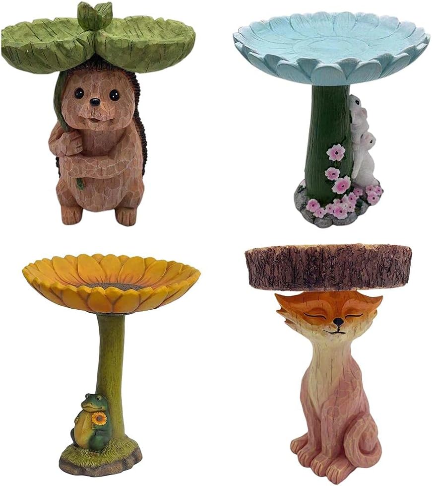 Statue Bird Feeder Garden Decor, Cute Resin Bird Table Ornament for Home Decoration, Prop, Vintage Shop, Retro Shop (1)