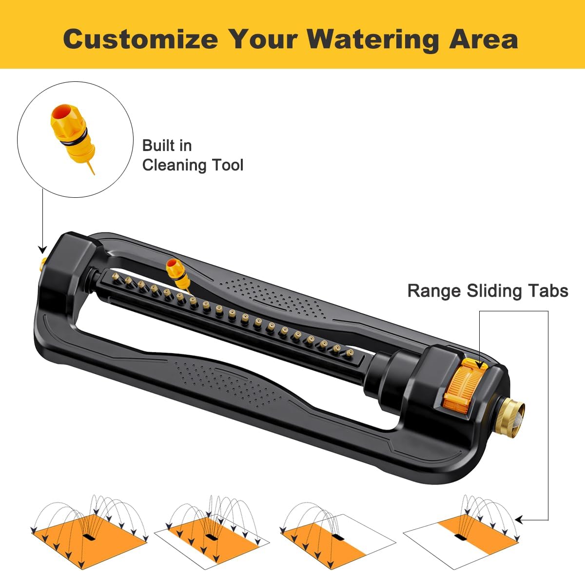 FANHAO Oscillating Sprinkler for Yard, Garden and Flower Beds, Covers 