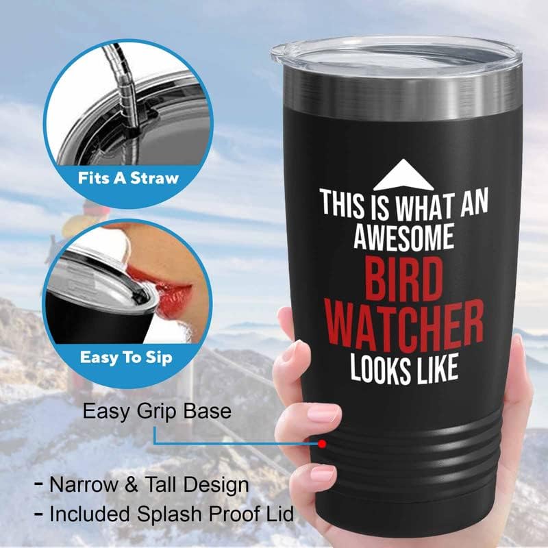 Bird Lover Black Edition Viking Tumbler 20oz - Awsome Bird Watcher Loo