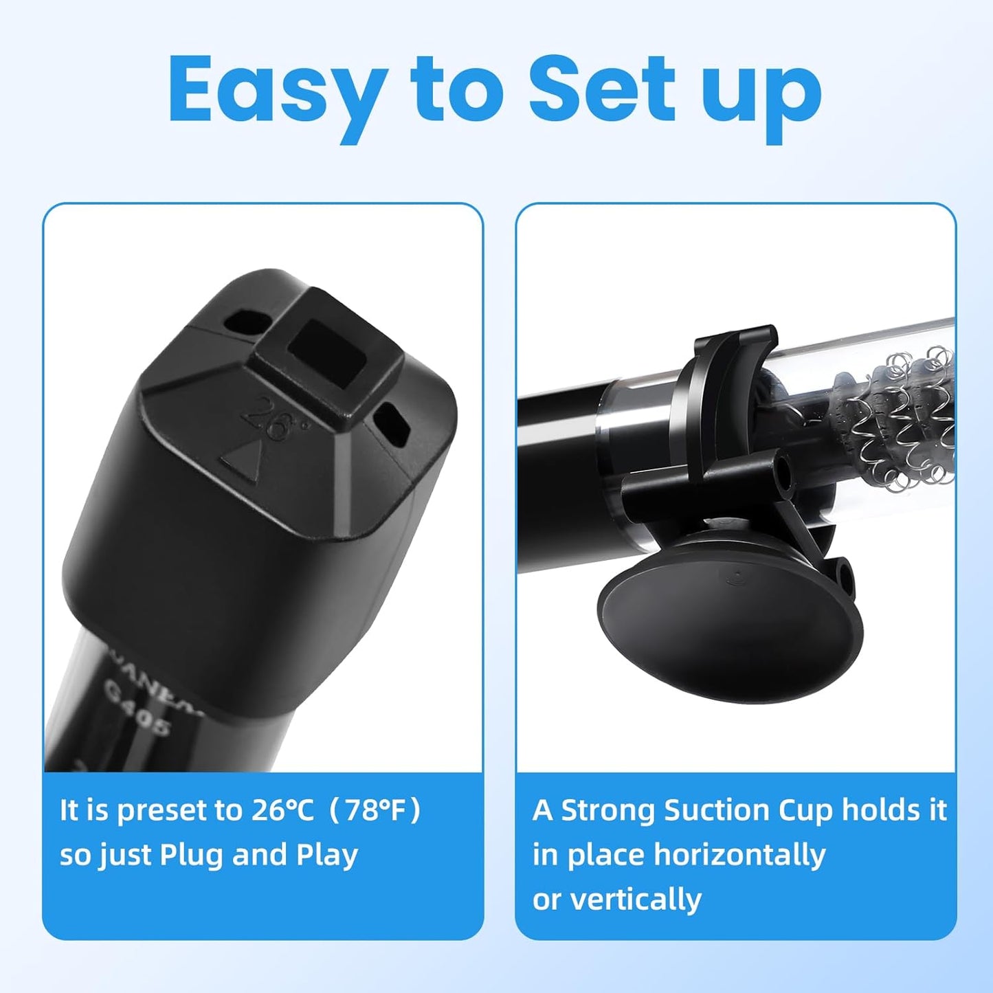 AQUANEAT Aquarium Heater, 25W Small Betta Fish Tank Heater, Mini Prese