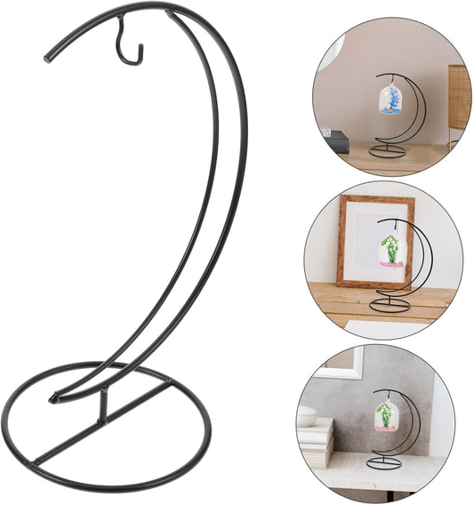 Milisten 2pcs Moon-Shaped Hanging Hook Decorative Glass Terrarium Stand for Air Plants Desktop Ornament Holder Versatile Display Rack for Indoor and Outdoor Decor
