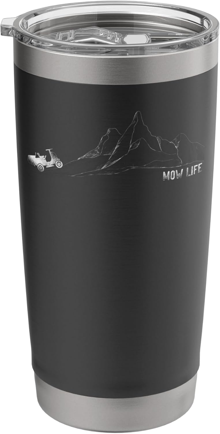Lawn Mower Mowing Dad Father Landscaper Tractor Mow Life Stainless Steel Insulated Tumbler