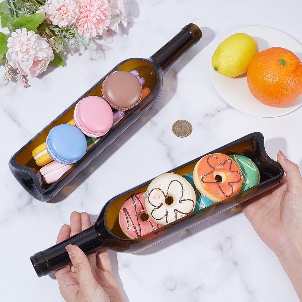 UNICRAFTALE 2pcs Wine Bottle Serving Traies Glass Wine Pot Planter Unique Cheese and Cracker Tray Decorative Serving Trays for Home Decor Indoor Desktop Decoration 32x7.2x5.5cm