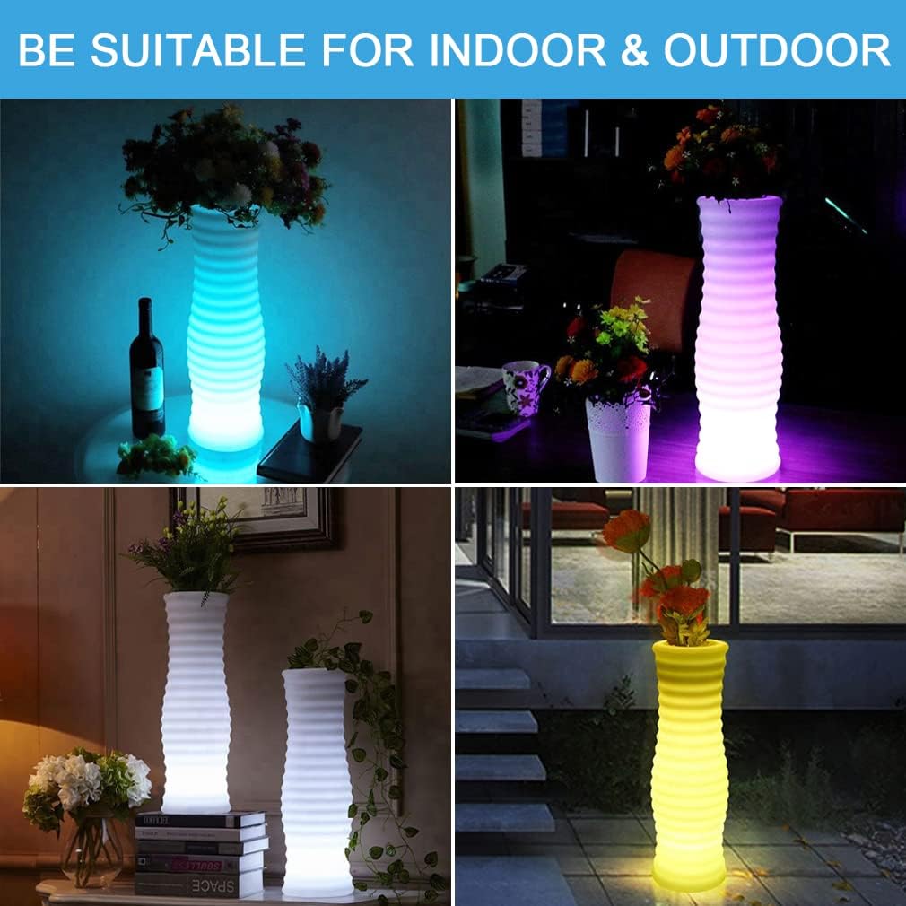20-inch Cordless LED Lighted Vase w/Remote, Rechargeable LED Vase Nigh