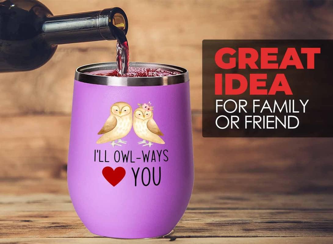 Bird Lover Silver Edition Wine Tumbler 12oz - I'll owl-ways love you -