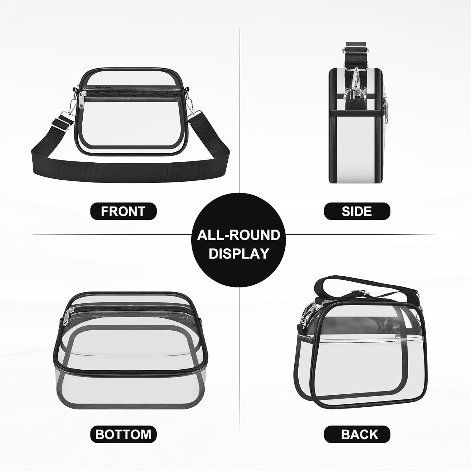 Clear Bag for Stadium Events Clear Sports Fan Handbags Purses with Adj