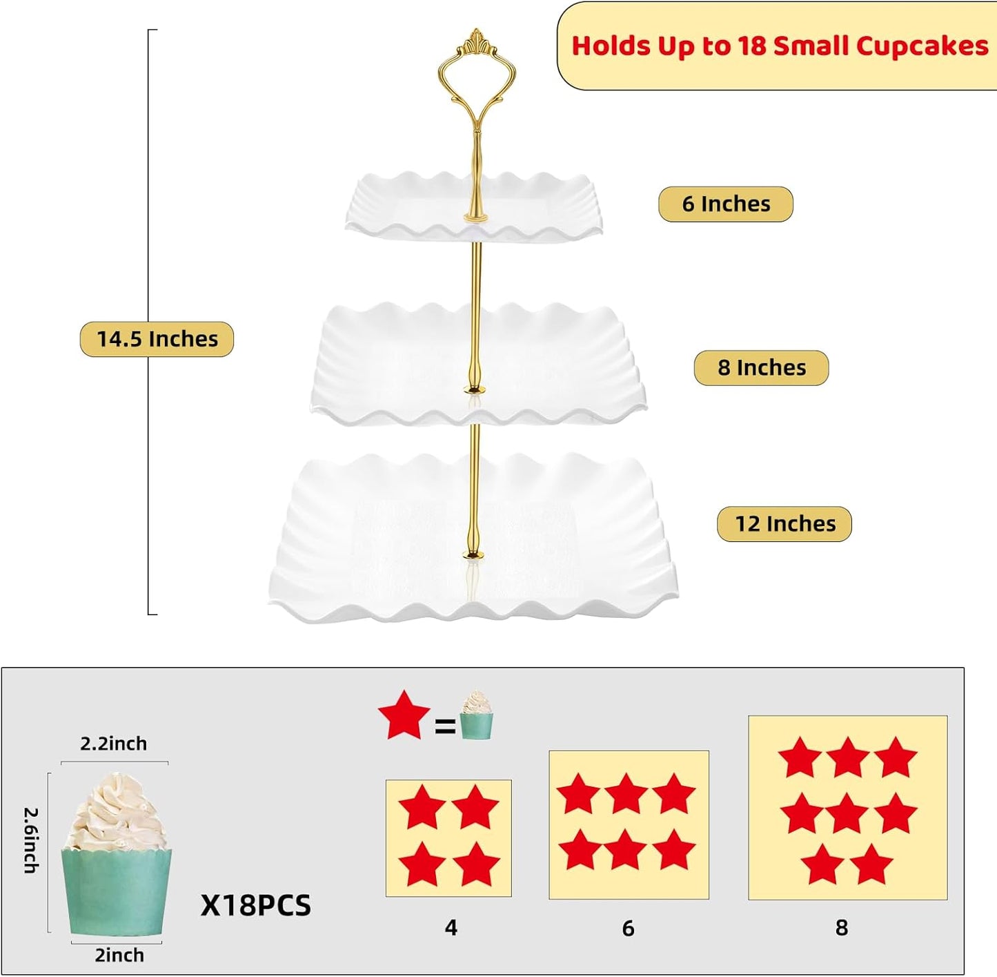 Dessert Cupcake Stand, 3 Tier Cup Cake Holder Tower for Tea Party/Birt