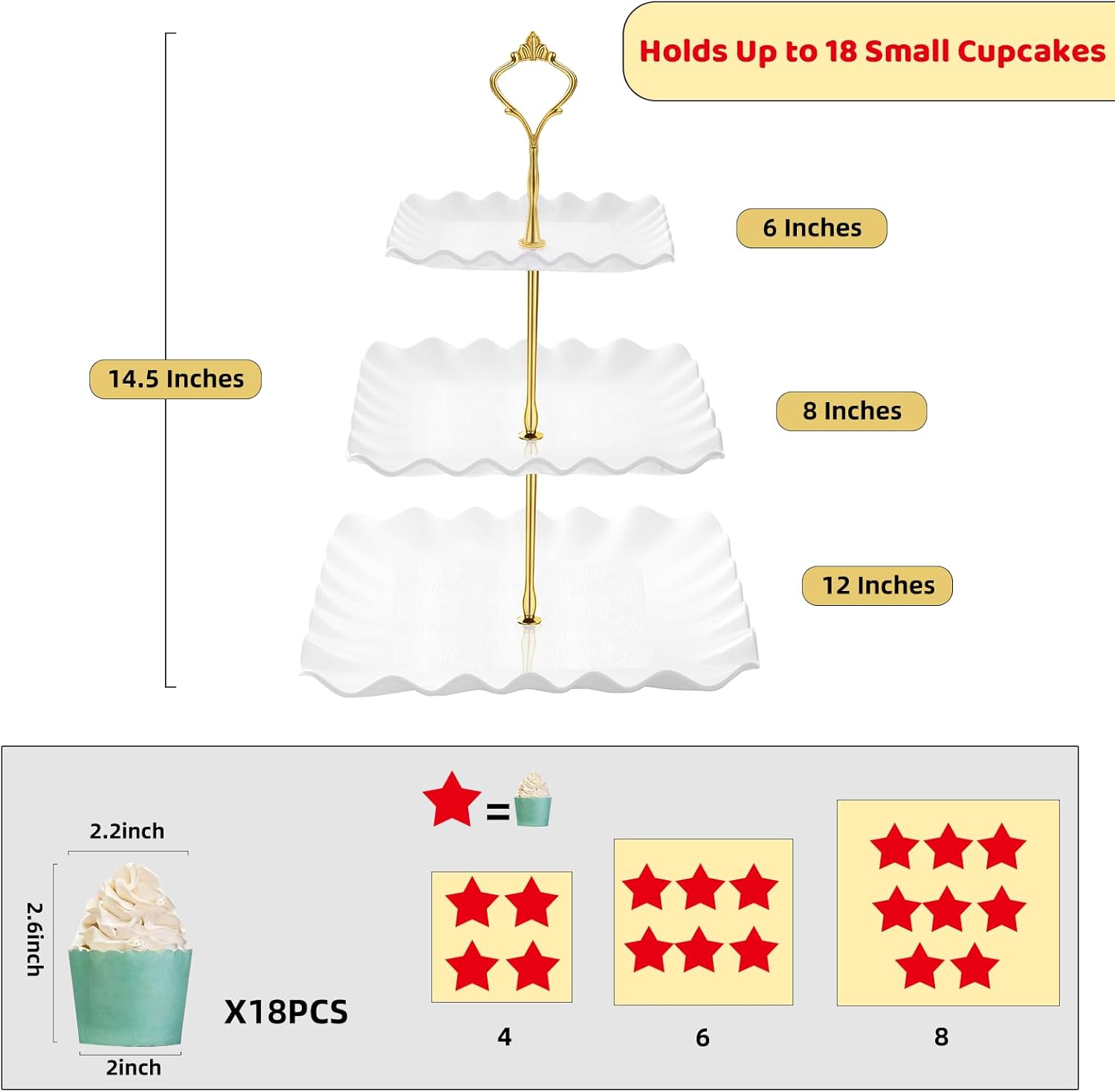 Dessert Cupcake Stand, 3 Tier Cup Cake Holder Tower for Tea Party/Birt