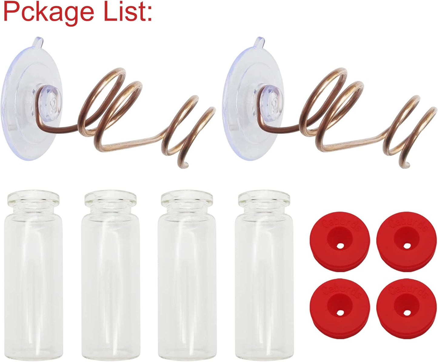 Window Hummingbird Feeder Home Decorations Copper Water Feeder with Horizontal Glass Bottles Suction Cups 2Pcs