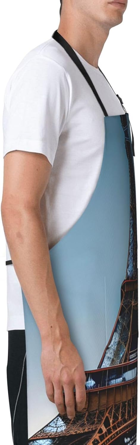 Paris Eiffel Tower Print Laundry apron 28x33 In Waterproof Kitchen Apron with Pockets for Cooking Baking