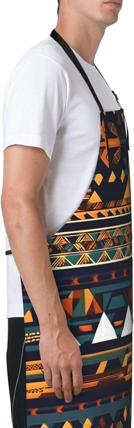 African Ethnic Pattern print Waterproof apron with pocket adjustable cooking apron for adult kitchen bibs to bake