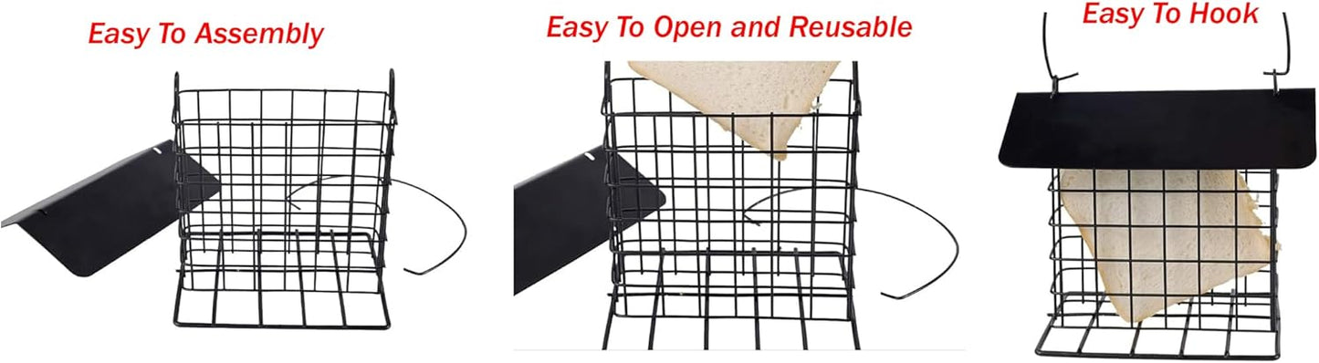 Durable Roof Top Bird Parrot Suet Reusable Feeder Stand for Outside Garden Yard Patio Hanging Metal Suet Cake Holder Squirrel Proof Weatherproof for Wild Hummingbird Woodpecker