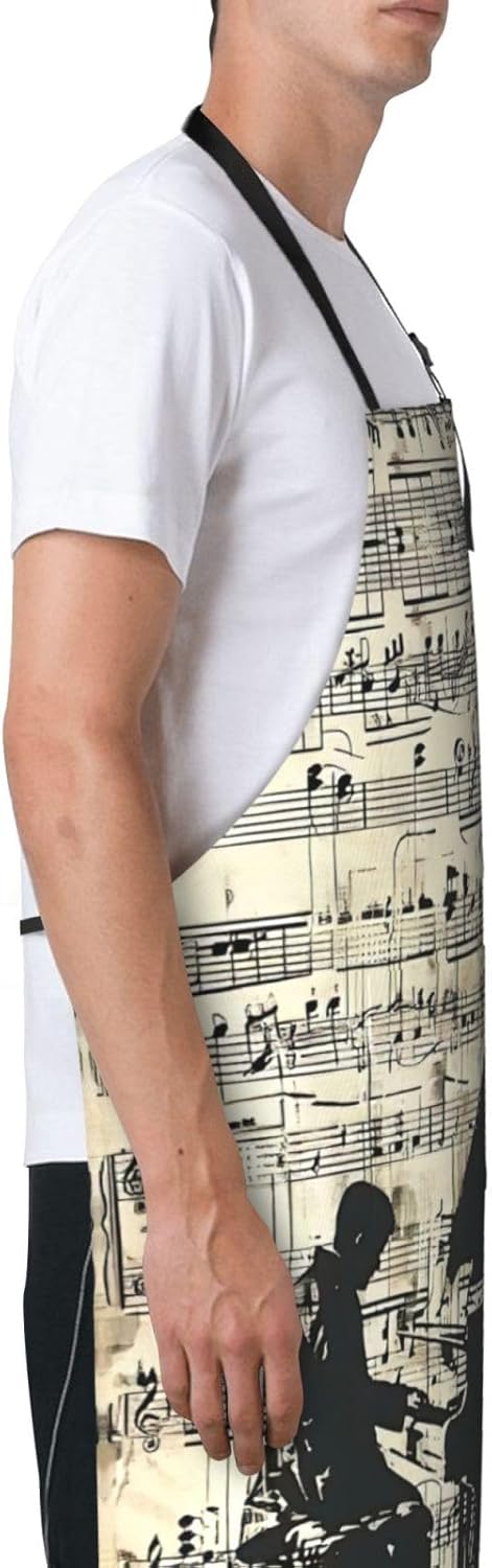 Sheet Music print Waterproof chef's apron with pocket apron for kitche