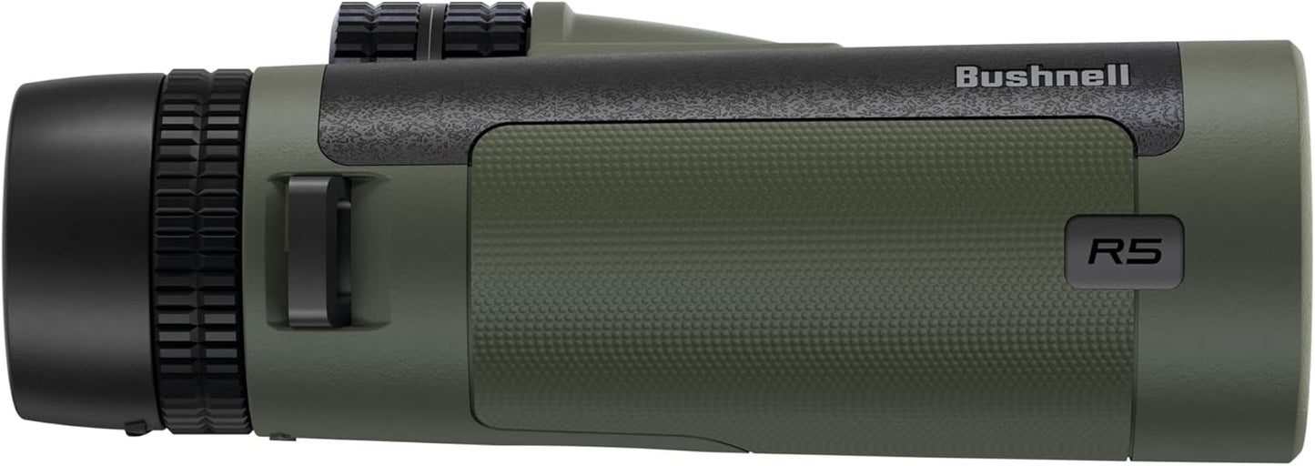 Bushnell R5 10x42 Binoculars - Waterproof, Dielectric Multi-Coated Optics with EXO Barrier Lens Protection for Long Range Viewing and Hunting, Includes Vault Lite Bino Chest Harness & Neck Strap