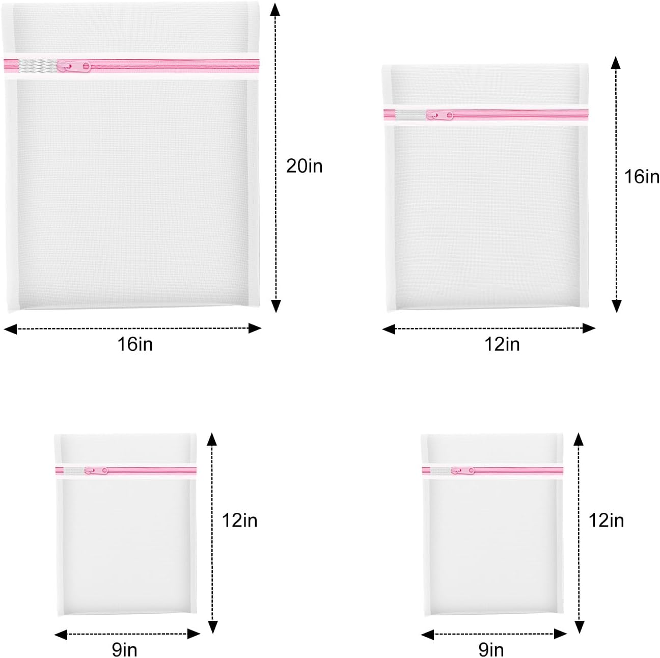 4Pcs Mesh Laundry Bags, Lingerie Bags for Washing Delicates,Mesh Wash Bags for Toy Storage & Cleaning, Travel Storage Organizer Bag, Dorm Room Essentials (1 Large, 1 Medium, 2 Small) (Fine Net)