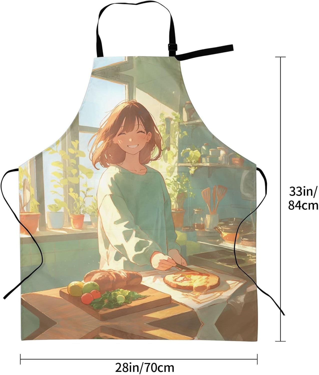Beautiful Breakfast print Waterproof apron with pocket adjustable cooking apron for adult kitchen bibs to bake