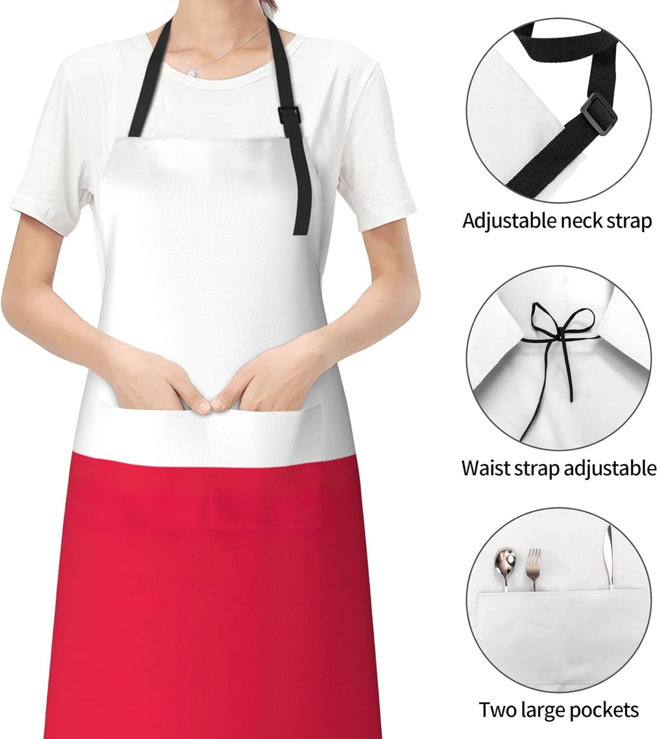 Polish flag print Waterproof chef's apron with pocket apron for kitchen cooking baking barbecue and gardening