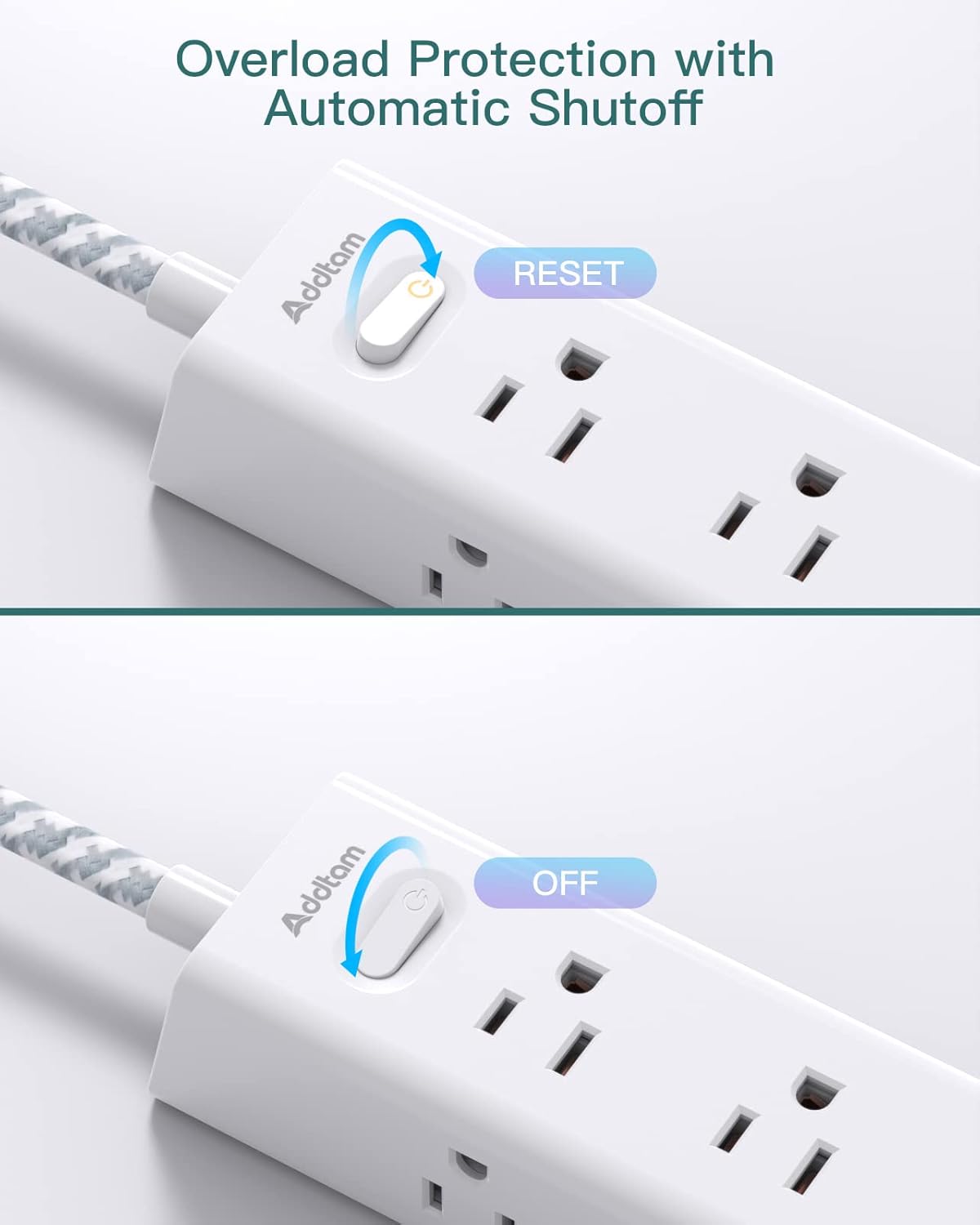Surge Protector Power Strip - 10 FT Extension Cord, Power Strip with 12 Widely AC Outlet 3 USB, Flat Plug, Wall Mount Overload Protection, 1050J, Desk Charging Station for Home Office, ETL Listed