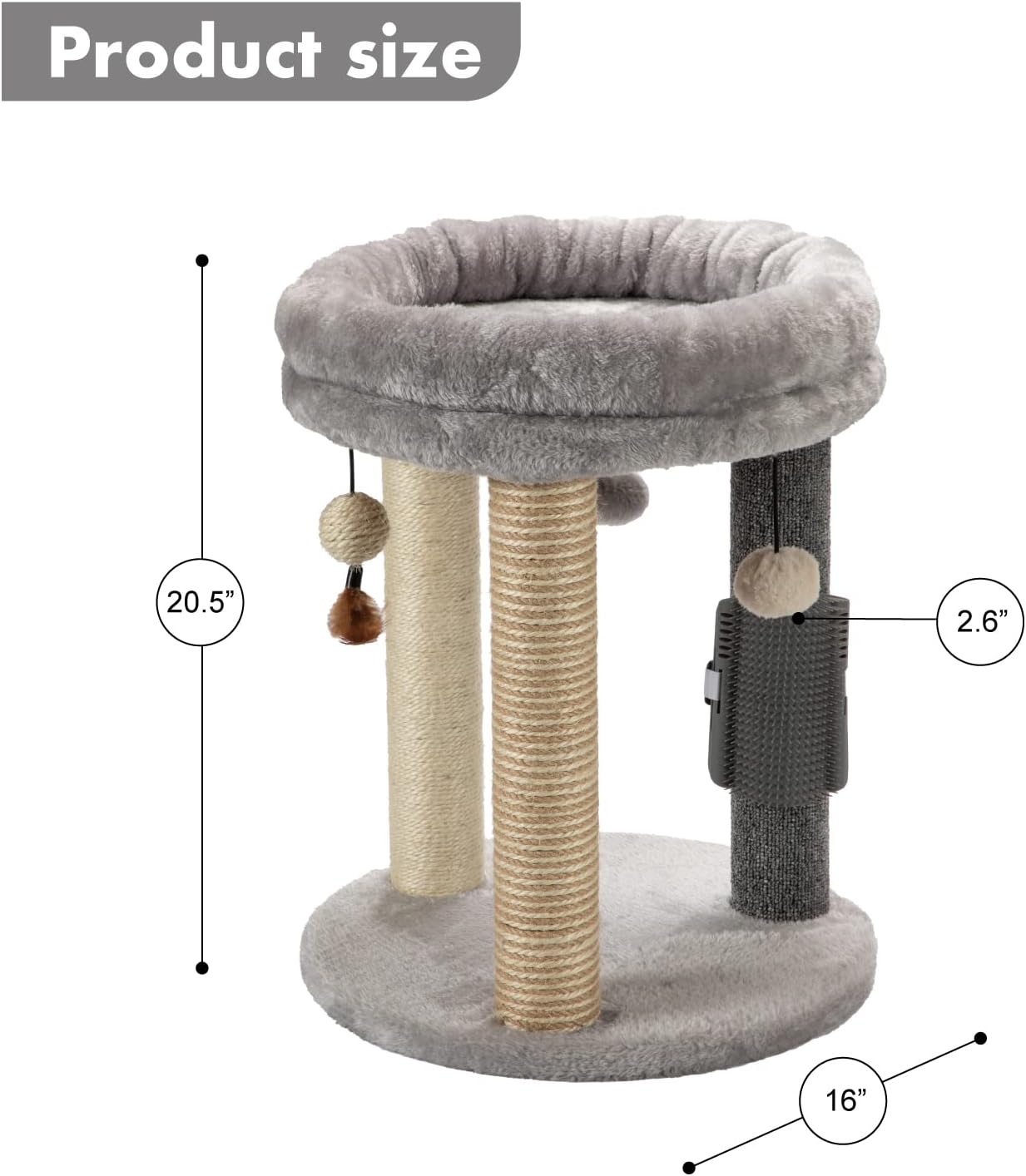 MECOOL 4in1 Small Cat Tree,Scratching Post with Tower Soft Bed, Sisal 
