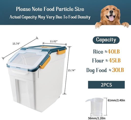 Large Flour Storage Container Bin 50lb, 2Pack Airtight Rice Storage Co