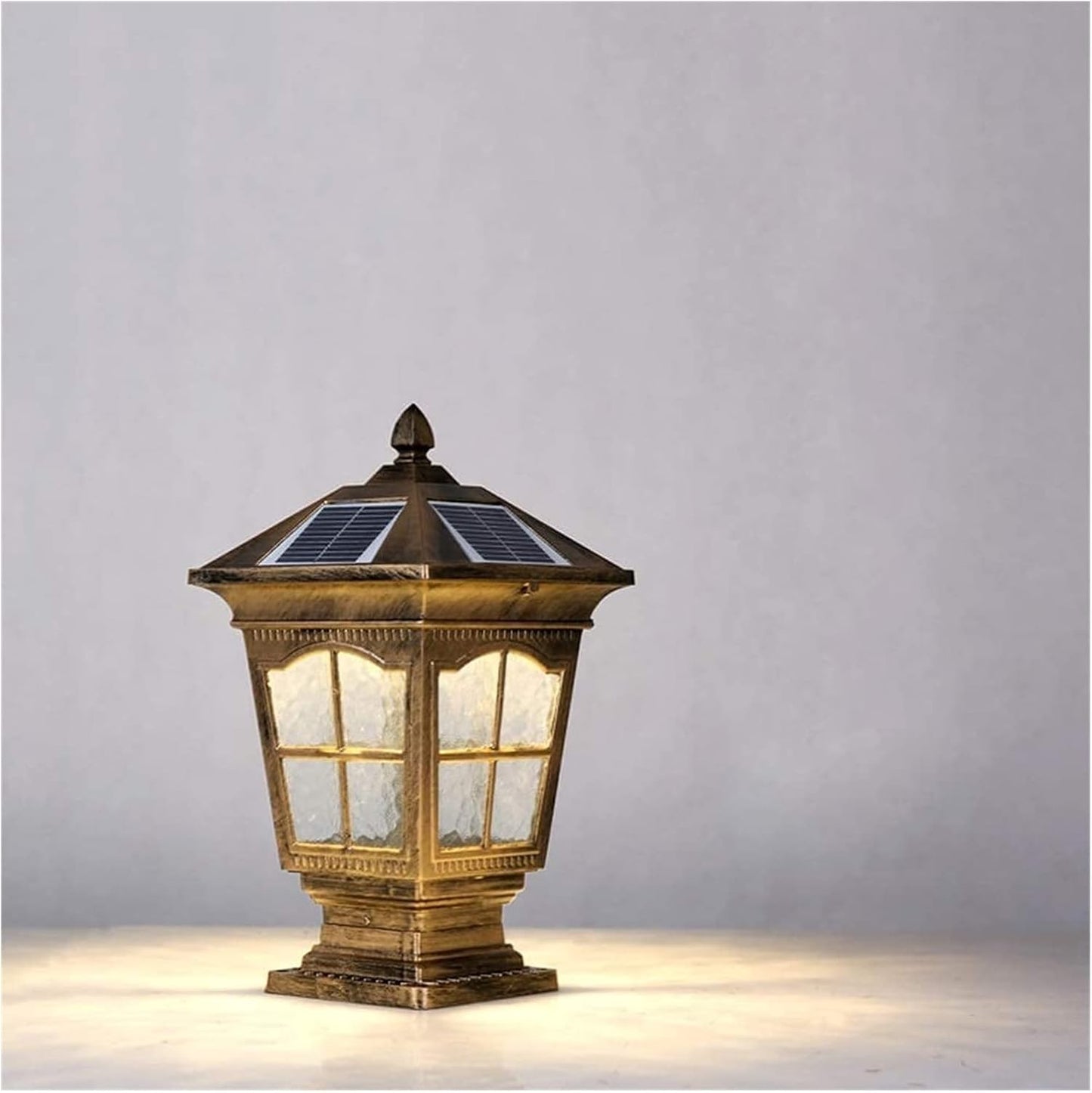 Courtyard Light Post Solar Outdoor Waterproof E27 Lights Villa Garden Door Column Wall Lamp Aluminum Home Decor Pillar Black Warm Street(Brass,Silver)