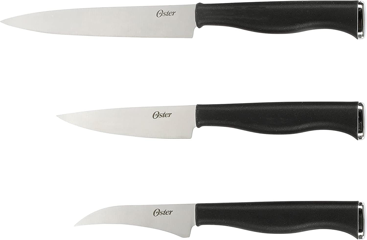 Oster Langmore 15-Piece Stainless Steel Knife Block Set with Black Han