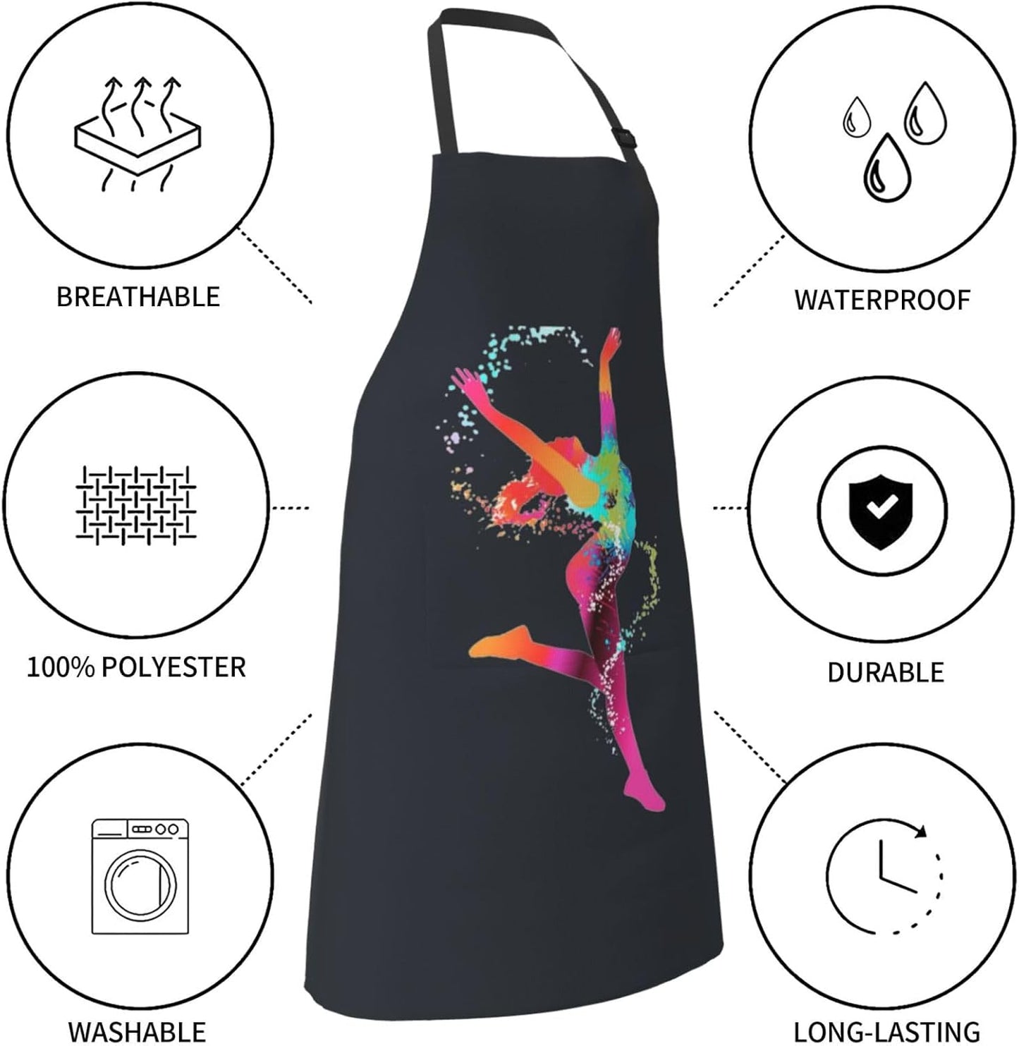 Color Woman print Waterproof apron with pocket adjustable cooking apron for adult kitchen bibs to bake