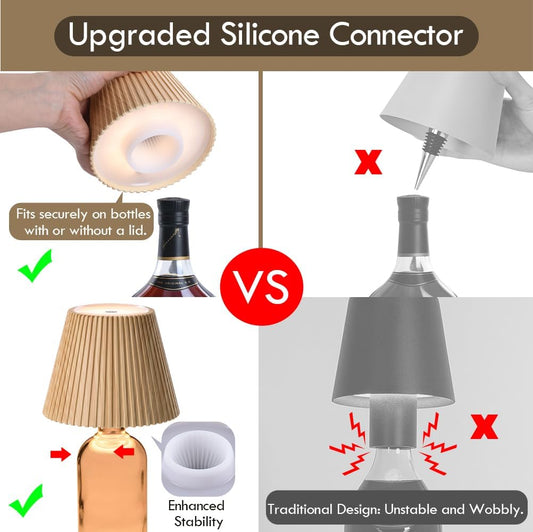 WILIT Wireless Bottle Lamp Shades for Table Lamps, 3 Level Brightness 