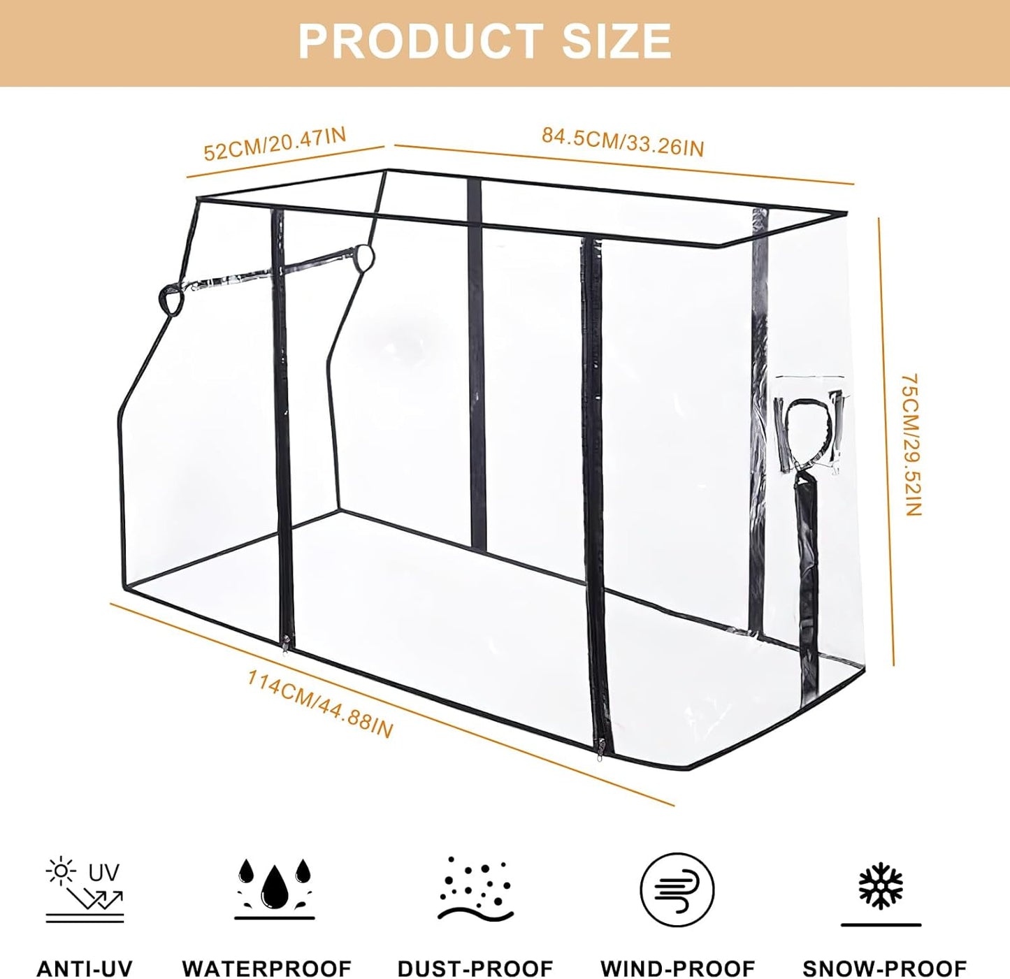 Rain Cover for Wagon, Universal EVA Waterproof Canopy for Collapsible Folding Carts & Strollers, Lightweight All-Weather Windproof Cover with Zippered Side Doors for Camping, Garden Outdoor Activities