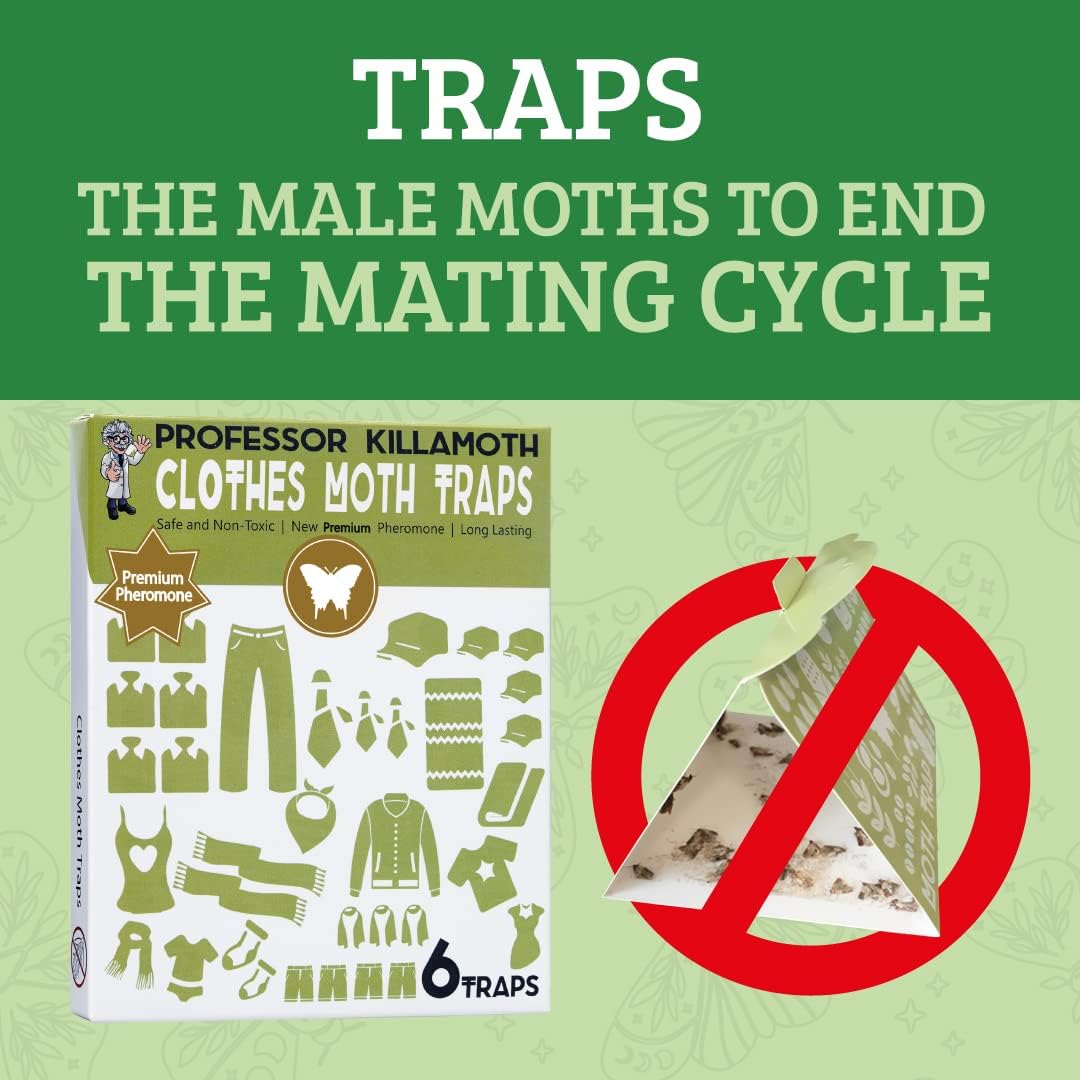 Triple Strength Clothes Moth Traps – Safe, Non-Toxic Closet Moth Prevention for Clothes & Wool – Pheromone Traps for House & Wardrobe Protection – 6 Pack