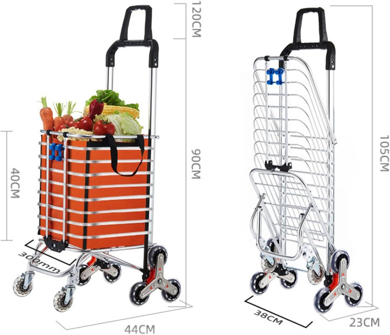 HBJWOV Foldable Shopping Cart Portable Grocery Cart Utility Lightweigh