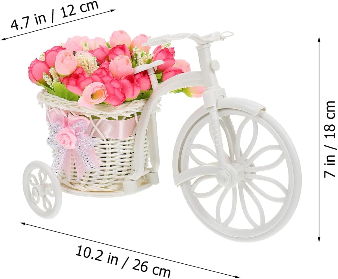 Bicycle Planter Stand 10.2 Inch Outdoor Bike Flower Holder Valentine's Day Flower Stand Decorative Plant Display for Patio Lawn Garden