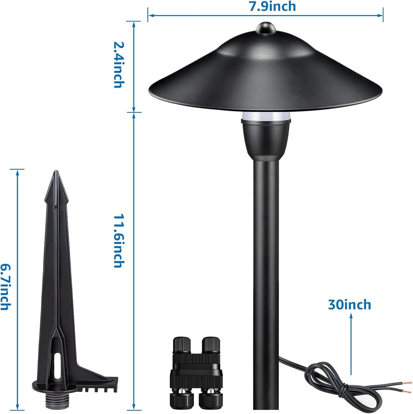SUNVIE LED Low Voltage Landscape Lights 3W Cast-Aluminum Pathway Lights Low Voltage 12-24V Waterproof Landscape Path Lights 3000K Landscape Lighting for Yard Garden Walkway ETL Listed Cord, 12 Pack