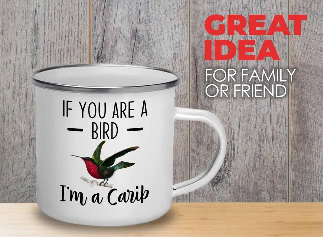 Bird Lover Camper Mug 12oz - Bird and Carib - Hummingbird Nest Cage Parrot Dad Gardening Outdoor Birdwatcher Feeder