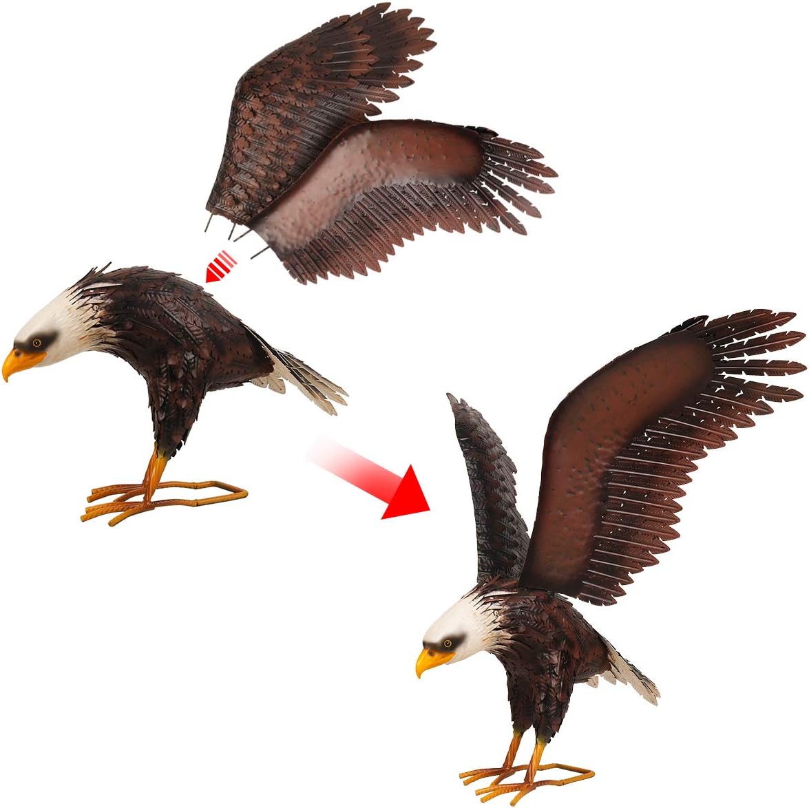 Kircust Garden Sculpture & Statue, Bald Eagle Large Outdoor Statues Me