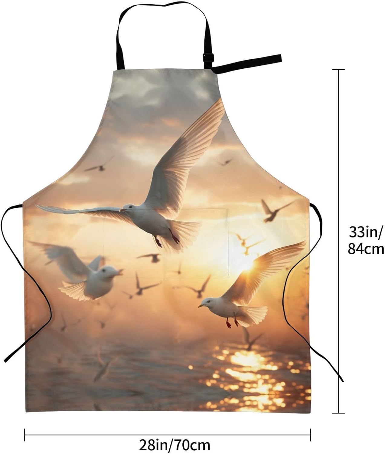 birds print Waterproof apron with pocket adjustable cooking apron for 