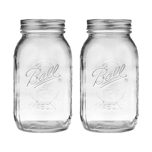 Ball Regular Mouth 32-Ounces Mason Jar with Lids and Bands, Clear,(Pack Of 2)