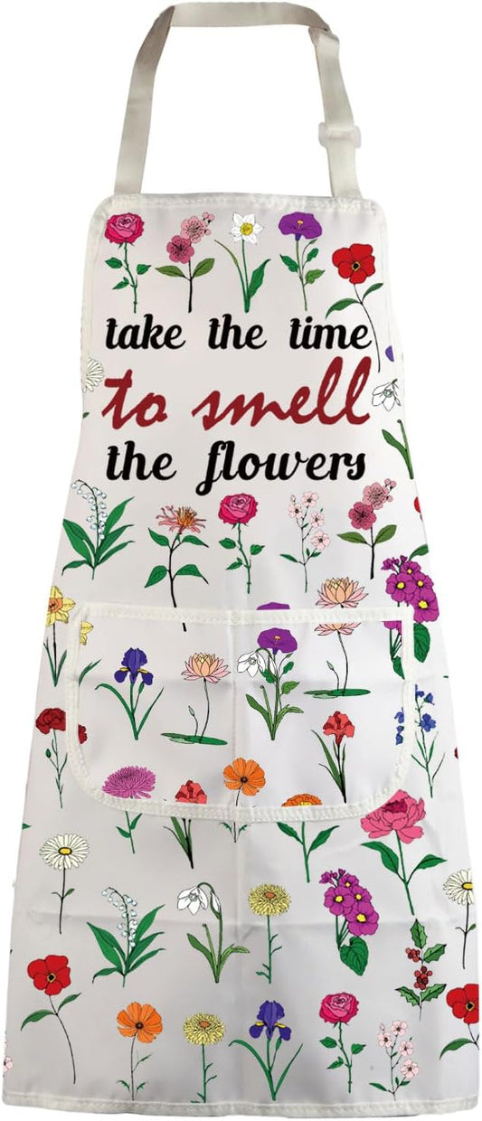 MBMSO Floral Apron with Pockets Flower Gardening Apron Plant Lady Gift For Floral Mom Kitchen Apron Florist Apron Garden Gift