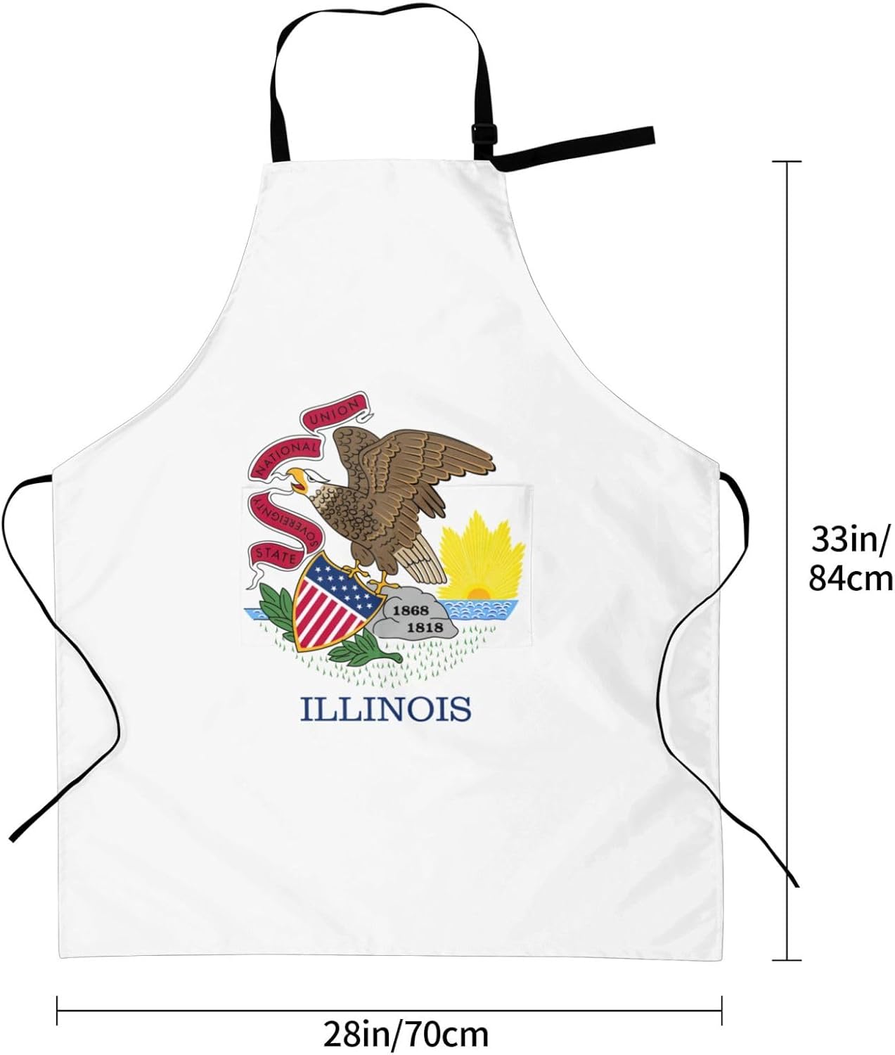 Illinois State Flag print Waterproof chef's apron with pocket apron for kitchen cooking baking barbecue and gardening