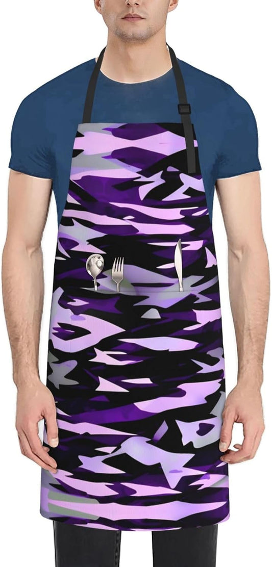 American Camouflage Purple print Waterproof chef's apron with pocket apron for kitchen cooking baking barbecue and gardening