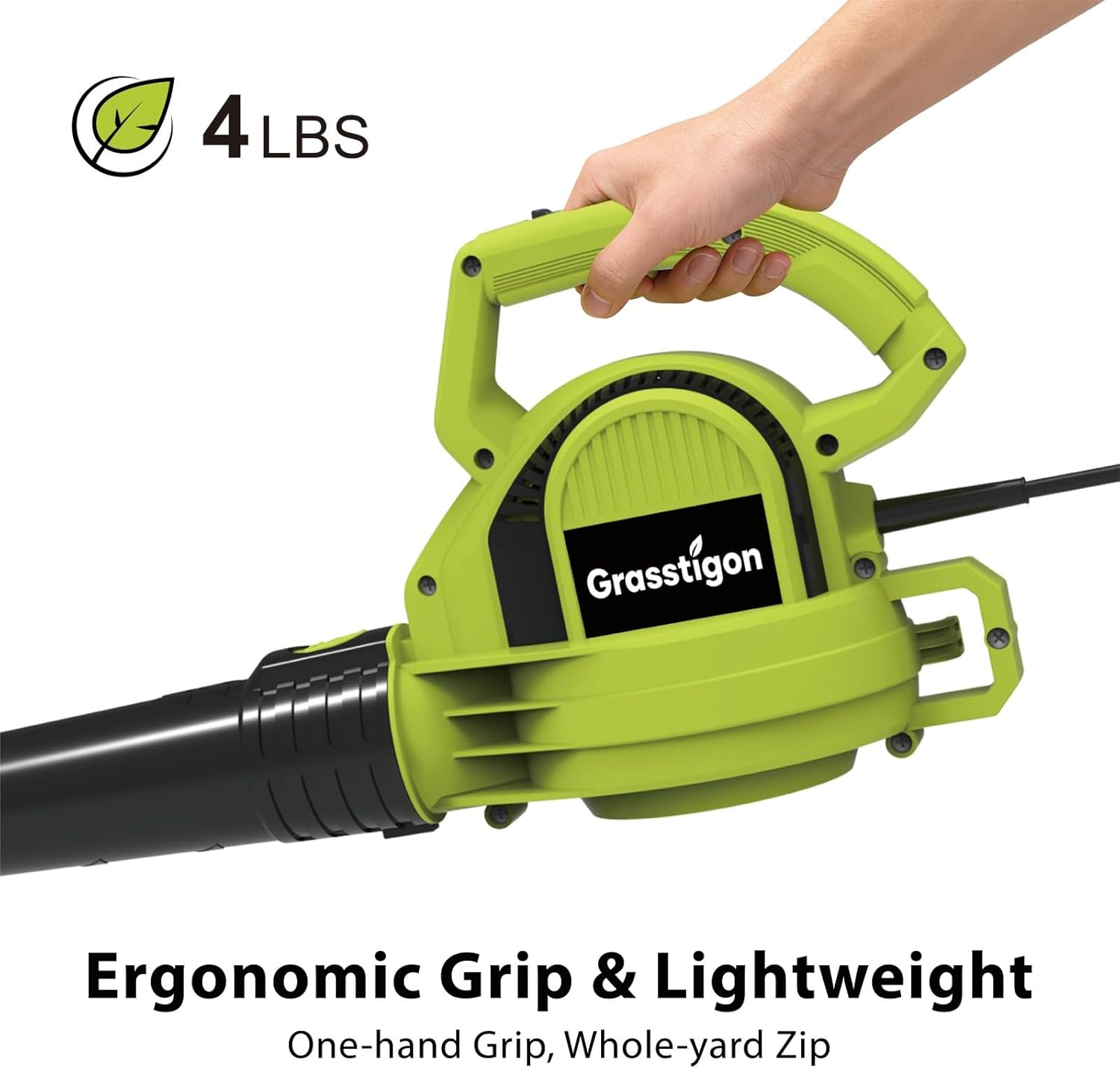 Electric Leaf Blower Corded, 7-Amp, 390CFM/ 210MPH, 2 Speed Modes, Pow