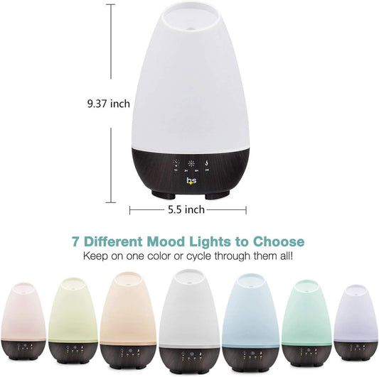 HealthSmart 500ML Essential Oil Diffuser for Large Rooms, Cool Mist Hu