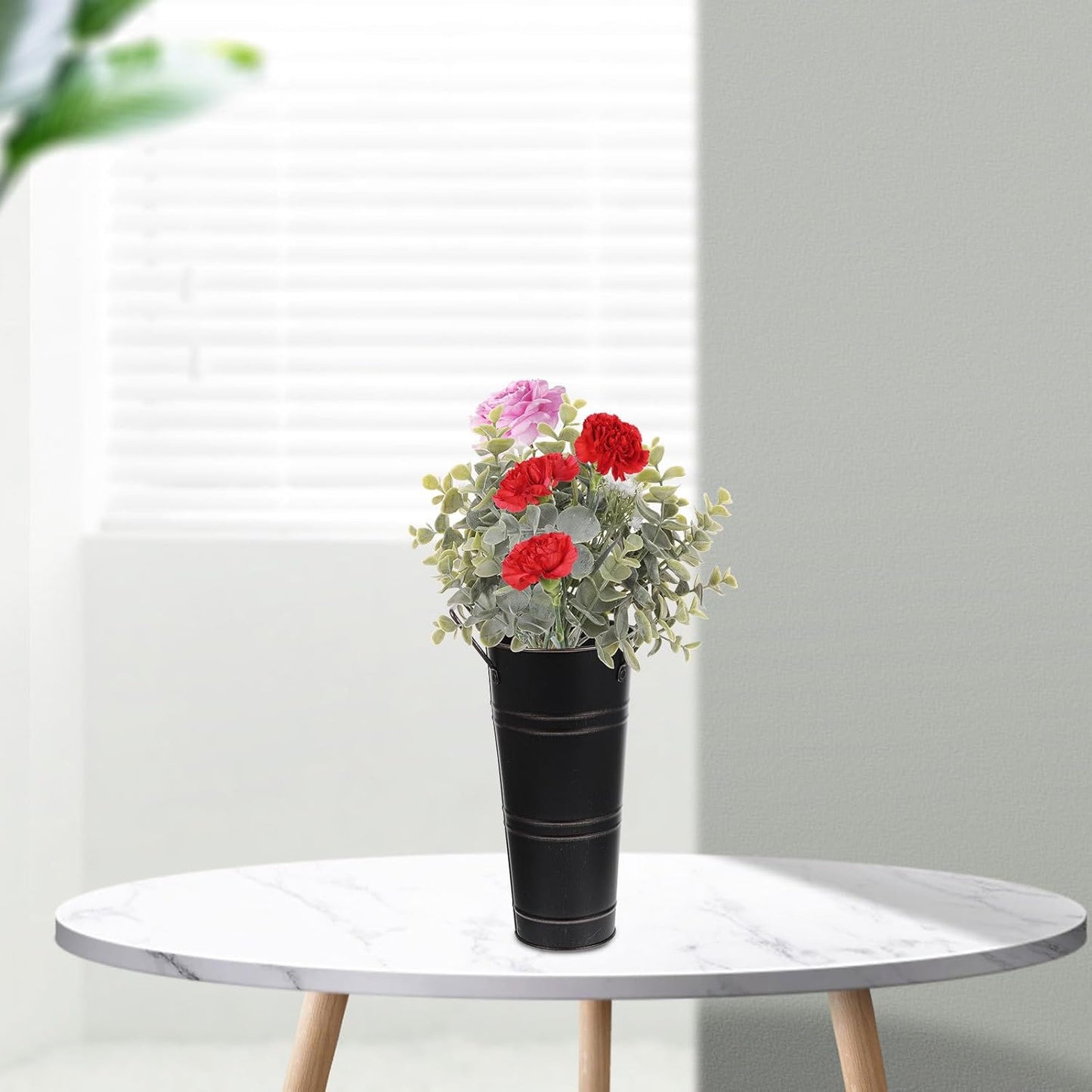 Milisten Vintage Retro Iron Flower Bucket with Handle, Leak-Proof Meta