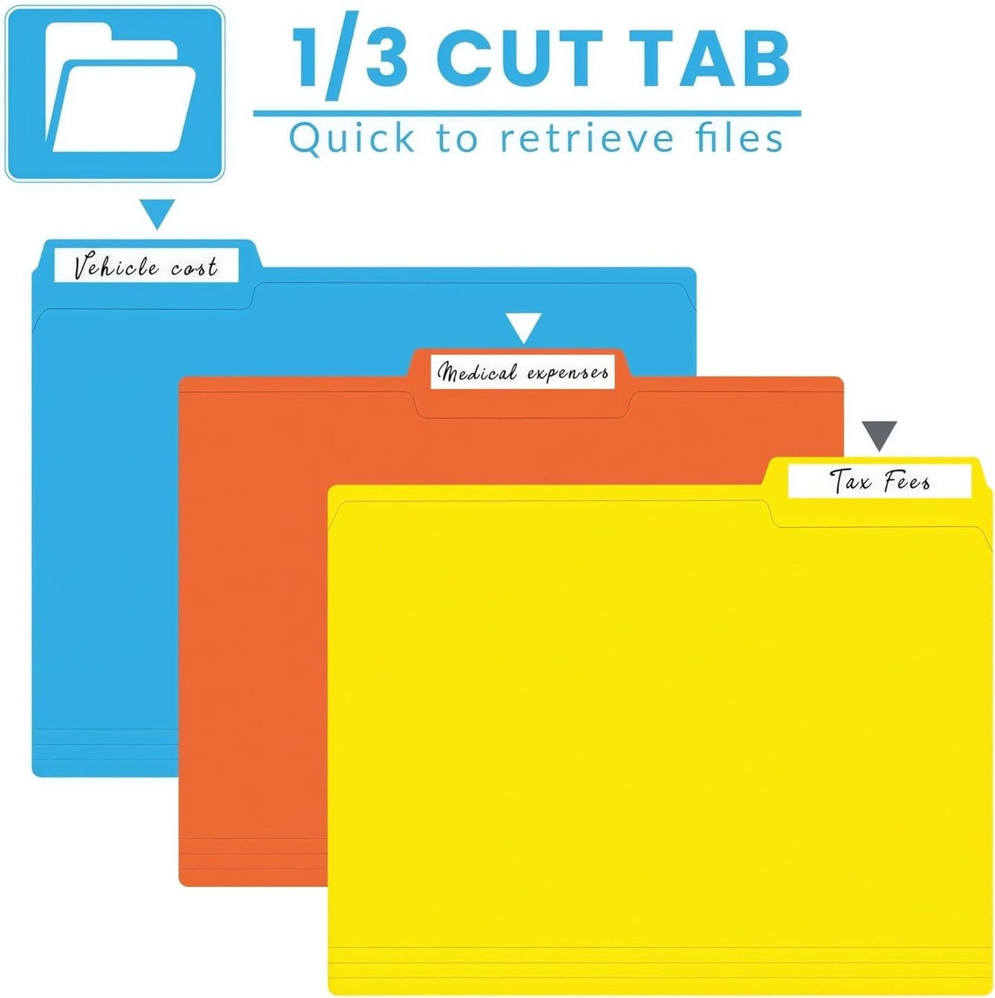 120 Pack Colored File Folders, 1/3 Cut Tab Letter Size 8.5" x 11" Mani