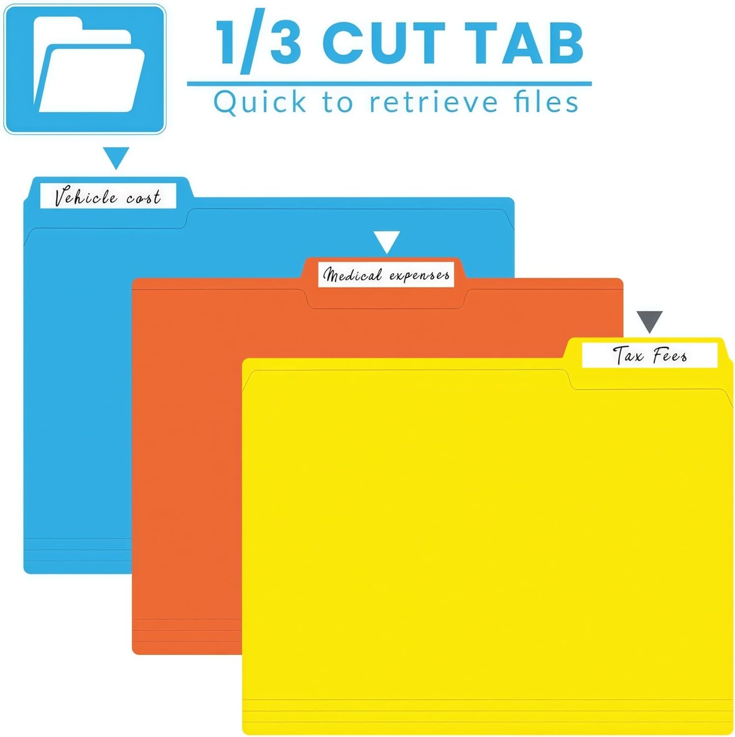 120 Pack Colored File Folders, 1/3 Cut Tab Letter Size 8.5" x 11" Mani