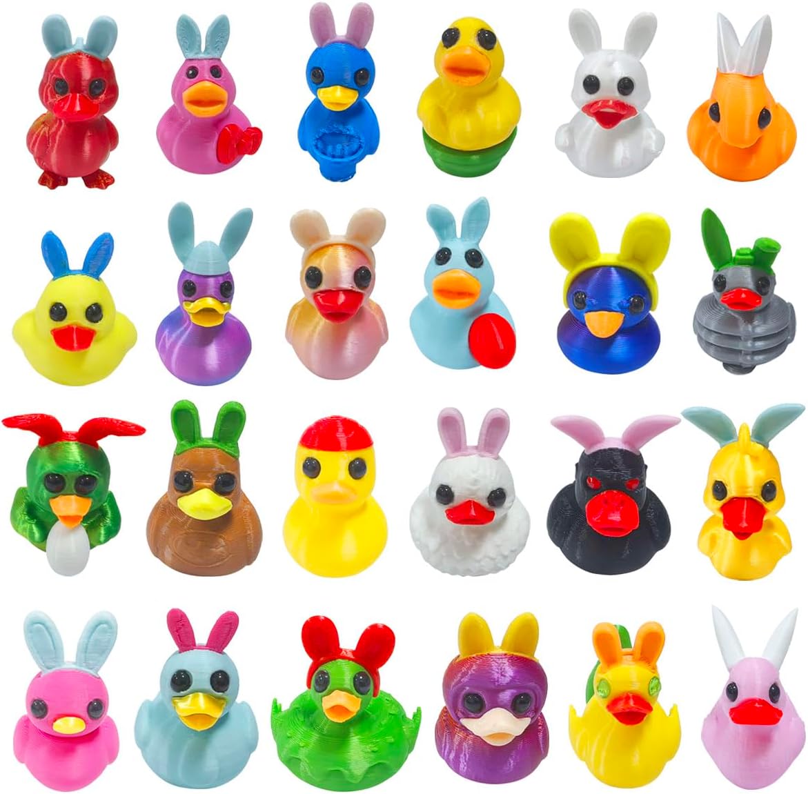 24 Pcs Prefilled Easter Eggs with 3D Print Easter Ducks Toys Inside for Kids Girls Boys Easter Basket Stuffers Party Favors Gifts Easter Egg Fillers Hunt