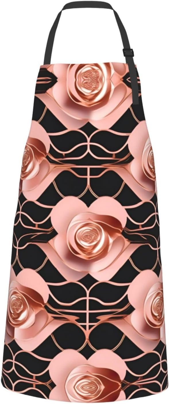 Rose Gold Pattern Backgrounds print Waterproof chef's apron with pocket apron for kitchen cooking baking barbecue and gardening