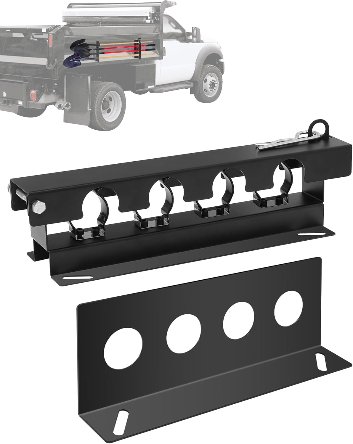 4-Hole Shovel Holder for Truck Bed, Garden Tool Holding Rack, Shovel Rack for Trailer/Truck Accommodates Diameters Up to 1.8" Rakes, Shovels, Other Garden Tools
