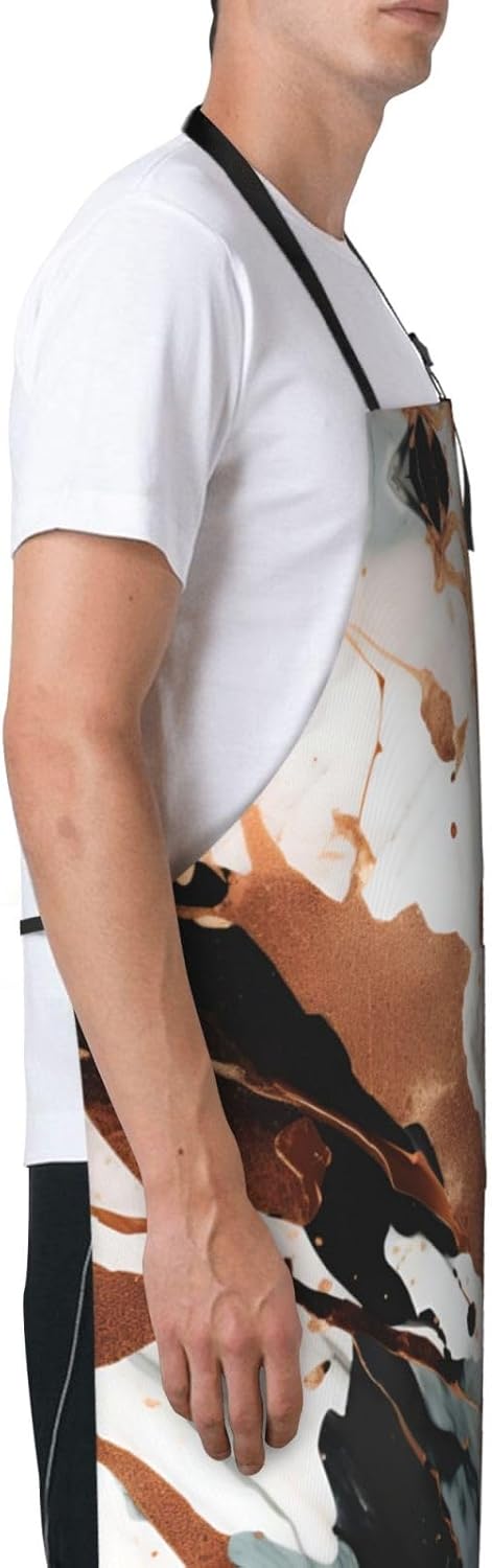 Marble Texture Copper Splatter print Waterproof apron with pocket adju