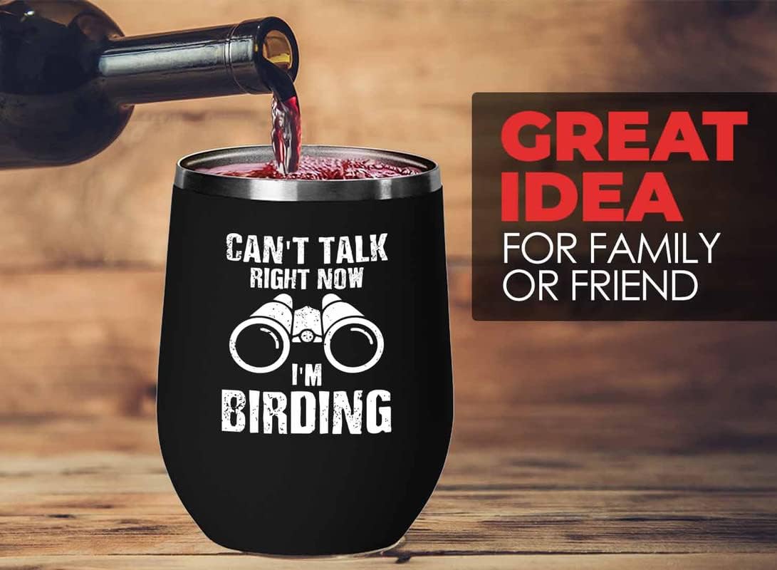 Bird Lover Black Edition Wine Tumbler 12oz - Can't Talk Right Now - Hu